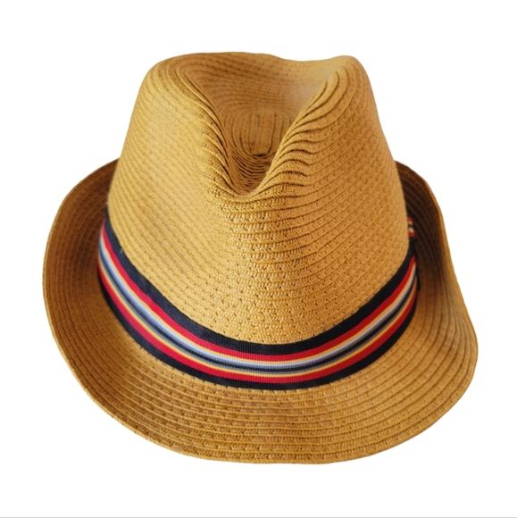 Vintage Stone Other - 🌺3 for $10 Vintage Stone Straw Fedora with Striped Grosgrain Ribbon
